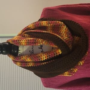 Crochet Infinity Scarf-Brown and Multicolors